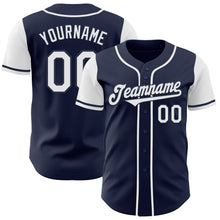 Load image into Gallery viewer, Custom Navy White Authentic Two Tone Baseball Jersey