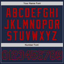 Load image into Gallery viewer, Custom Navy Red Authentic Two Tone Baseball Jersey