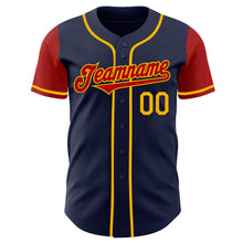 Load image into Gallery viewer, Custom Navy Red-Gold Authentic Two Tone Baseball Jersey
