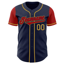 Load image into Gallery viewer, Custom Navy Red-Old Gold Authentic Two Tone Baseball Jersey