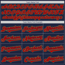 Load image into Gallery viewer, Custom Navy Red-Old Gold Authentic Two Tone Baseball Jersey