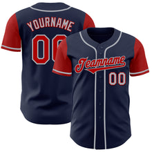 Load image into Gallery viewer, Custom Navy Red-Gray Authentic Two Tone Baseball Jersey