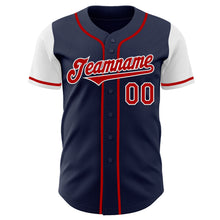 Load image into Gallery viewer, Custom Navy Red-White Authentic Two Tone Baseball Jersey