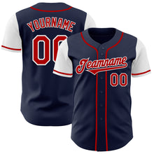 Load image into Gallery viewer, Custom Navy Red-White Authentic Two Tone Baseball Jersey