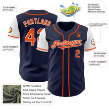 Load image into Gallery viewer, Custom Navy Orange-White Authentic Two Tone Baseball Jersey