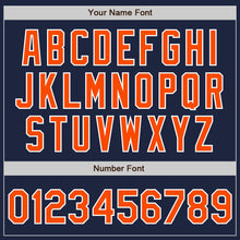 Load image into Gallery viewer, Custom Navy Orange-White Authentic Two Tone Baseball Jersey