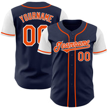 Load image into Gallery viewer, Custom Navy Orange-White Authentic Two Tone Baseball Jersey