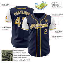 Load image into Gallery viewer, Custom Navy Old Gold-White Authentic Two Tone Baseball Jersey