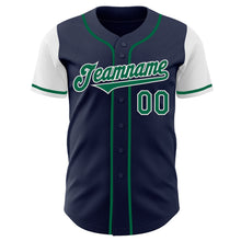 Load image into Gallery viewer, Custom Navy Kelly Green-White Authentic Two Tone Baseball Jersey