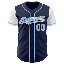 Load image into Gallery viewer, Custom Navy Light Blue-White Authentic Two Tone Baseball Jersey