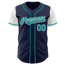 Load image into Gallery viewer, Custom Navy Teal-White Authentic Two Tone Baseball Jersey