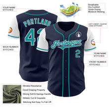 Load image into Gallery viewer, Custom Navy Teal-White Authentic Two Tone Baseball Jersey