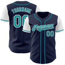 Load image into Gallery viewer, Custom Navy Teal-White Authentic Two Tone Baseball Jersey
