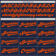 Load image into Gallery viewer, Custom Navy Orange Authentic Two Tone Baseball Jersey