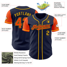 Load image into Gallery viewer, Custom Navy Orange-Gold Authentic Two Tone Baseball Jersey