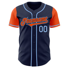 Load image into Gallery viewer, Custom Navy Orange-Light Blue Authentic Two Tone Baseball Jersey