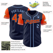 Load image into Gallery viewer, Custom Navy Orange-Light Blue Authentic Two Tone Baseball Jersey
