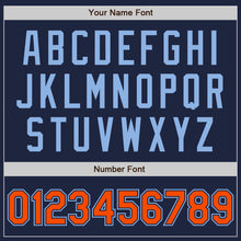 Load image into Gallery viewer, Custom Navy Orange-Light Blue Authentic Two Tone Baseball Jersey