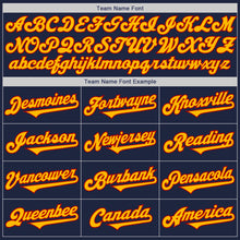 Load image into Gallery viewer, Custom Navy Gold-Red Authentic Two Tone Baseball Jersey