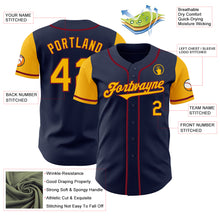 Load image into Gallery viewer, Custom Navy Gold-Crimson Authentic Two Tone Baseball Jersey
