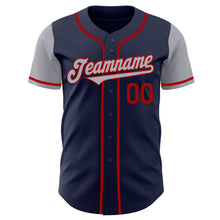 Load image into Gallery viewer, Custom Navy Gray-Red Authentic Two Tone Baseball Jersey