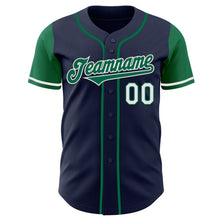 Load image into Gallery viewer, Custom Navy Kelly Green-White Authentic Two Tone Baseball Jersey