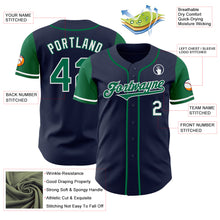 Load image into Gallery viewer, Custom Navy Kelly Green-White Authentic Two Tone Baseball Jersey