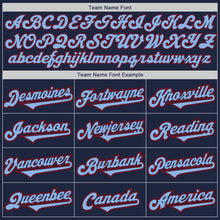 Load image into Gallery viewer, Custom Navy Light Blue-Red Authentic Two Tone Baseball Jersey