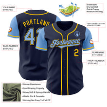 Load image into Gallery viewer, Custom Navy Light Blue-Yellow Authentic Two Tone Baseball Jersey