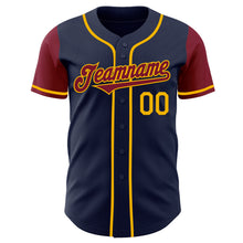 Load image into Gallery viewer, Custom Navy Crimson-Gold Authentic Two Tone Baseball Jersey