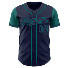 Load image into Gallery viewer, Custom Navy Teal Authentic Two Tone Baseball Jersey