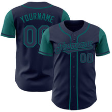 Load image into Gallery viewer, Custom Navy Teal Authentic Two Tone Baseball Jersey