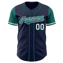 Load image into Gallery viewer, Custom Navy Teal-White Authentic Two Tone Baseball Jersey
