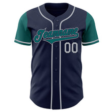 Load image into Gallery viewer, Custom Navy Teal-Gray Authentic Two Tone Baseball Jersey