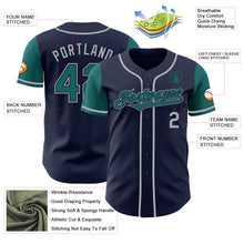 Load image into Gallery viewer, Custom Navy Teal-Gray Authentic Two Tone Baseball Jersey