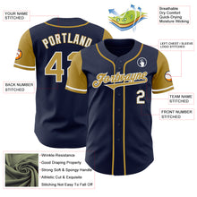 Load image into Gallery viewer, Custom Navy Old Gold-White Authentic Two Tone Baseball Jersey
