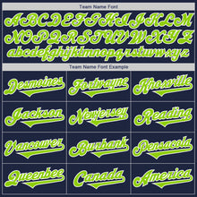 Load image into Gallery viewer, Custom Navy Neon Green-White Authentic Two Tone Baseball Jersey
