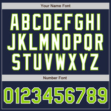 Load image into Gallery viewer, Custom Navy Neon Green-White Authentic Two Tone Baseball Jersey
