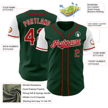 Load image into Gallery viewer, Custom Green Red-White Authentic Two Tone Baseball Jersey