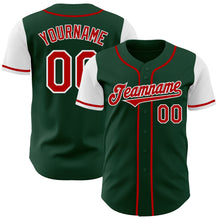 Load image into Gallery viewer, Custom Green Red-White Authentic Two Tone Baseball Jersey