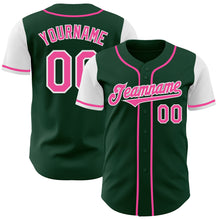 Load image into Gallery viewer, Custom Green Pink-White Authentic Two Tone Baseball Jersey