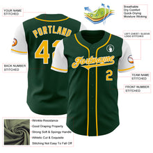 Load image into Gallery viewer, Custom Green Gold-White Authentic Two Tone Baseball Jersey