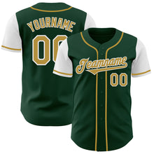 Load image into Gallery viewer, Custom Green Old Gold-White Authentic Two Tone Baseball Jersey