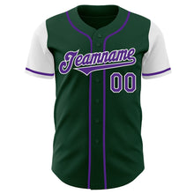 Load image into Gallery viewer, Custom Green Purple-White Authentic Two Tone Baseball Jersey