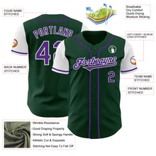 Load image into Gallery viewer, Custom Green Purple-White Authentic Two Tone Baseball Jersey