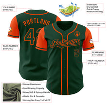 Load image into Gallery viewer, Custom Green Orange Authentic Two Tone Baseball Jersey