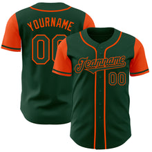 Load image into Gallery viewer, Custom Green Orange Authentic Two Tone Baseball Jersey