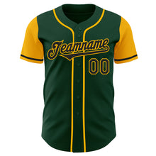 Load image into Gallery viewer, Custom Green Black-Gold Authentic Two Tone Baseball Jersey