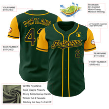 Load image into Gallery viewer, Custom Green Black-Gold Authentic Two Tone Baseball Jersey