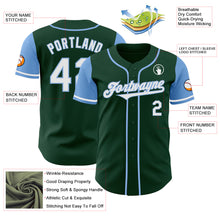 Load image into Gallery viewer, Custom Green White-Light Blue Authentic Two Tone Baseball Jersey
